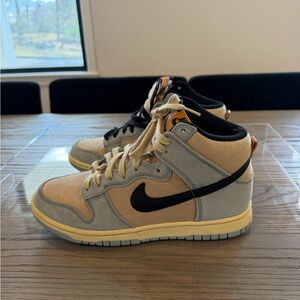 Nike Dunk High-Top Sneakers - Tan, Black, Blue